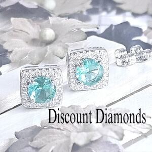 Sky Blue & Clear White Natural Topaz Earrings on 925 Sterling Silver